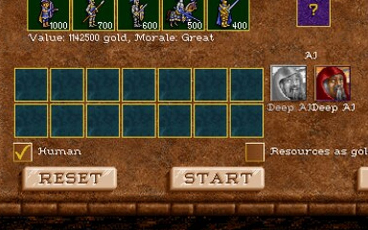 The lower part of the Battle Only screen, with an AI portrait beside each army to choose that side's AI