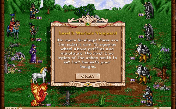 A Heroes II battle in progress, the kind two players fight against each other online